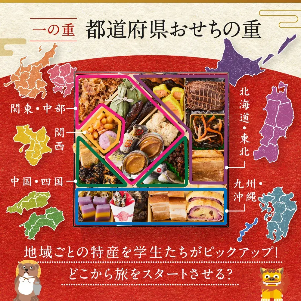 立命館大学 食マネジメント学部×板前魂 初コラボ！おせちで日本全国を旅しよう！ 全国各地の特産品が詰まったおせちで旅行気分を味わえる特別なおせち。付録のお正月遊びで家族で団らん！楽しい時間を過ごそう！ 画像 5