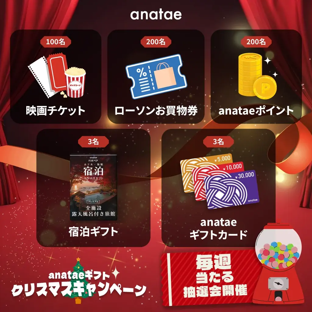 体験ギフト・マーケットプレイス「anatae」、会員限定特典が充実の「クリスマスキャンペーン」開催 画像 3