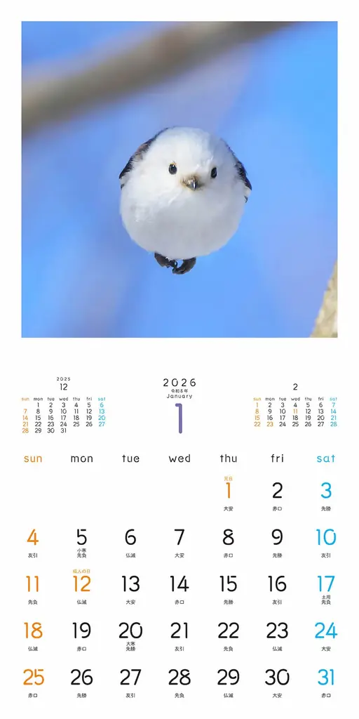 もふもふ（・⊝・）しゅっぱつ！　北海道の冬空を自由自在に飛び回る”雪の妖精”シマエナガのもふふわ写真集『ロケットシマエナガ』が、12月23日発売！　2026年カレンダーも発売中、大好評重版出来！ 画像 5