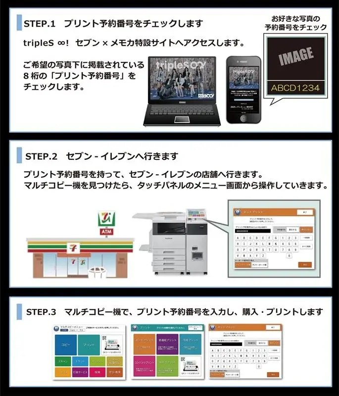 人気ガールズグループ『tripleS∞!』のライブフォトがセブン‐イレブン店内マルチコピー機に登場　メモカぴあにて好評販売中！ 画像 6