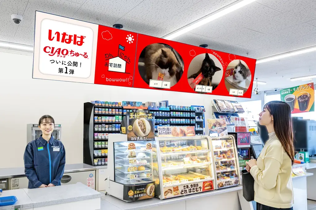 ちゅ～るを食べるわんにゃんが全国のファミマに！人気番組コラボ「わんにゃんお宅訪問 with ちゅ～る」FamilyMartVisionで放映開始！～オリジナル番組で初タイアップ企画が誕生～ 画像 1