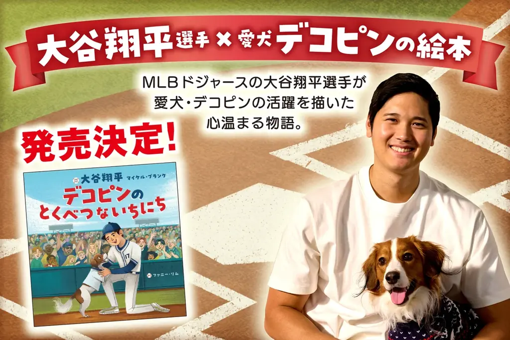 【大谷翔平選手が絵本作家デビュー！】愛犬・デコピンの活躍を描いた絵本がポプラ社より発売決定 画像 1