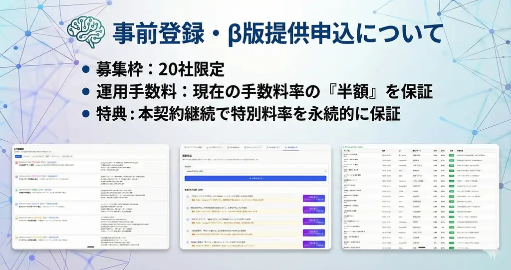 【自律型マーケAIエージェント】24時間365日、広告効果を最大化し続ける『AdLemon』の事前登録・β版提供開始 画像 3