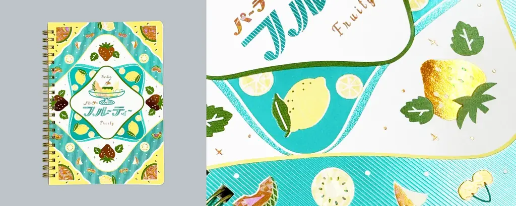 【新商品】箔押しブランド「ROKKAKU」と、人気イラストレーターオビワンのコラボ『箔押し B6リングノート』の新柄が登場！「文具女子博2025」全国のロフトで先行販売され、遂に一般販売を開始しました 画像 2