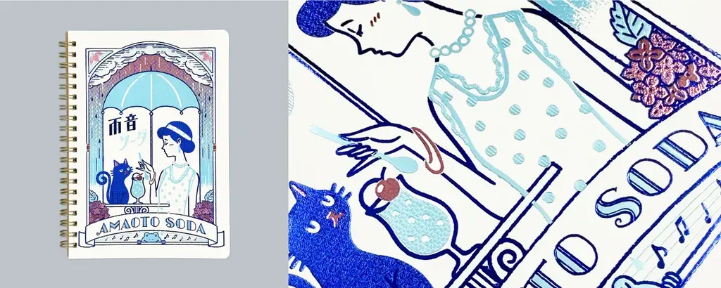 【新商品】箔押しブランド「ROKKAKU」と、人気イラストレーターオビワンのコラボ『箔押し B6リングノート』の新柄が登場！「文具女子博2025」全国のロフトで先行販売され、遂に一般販売を開始しました 画像 6