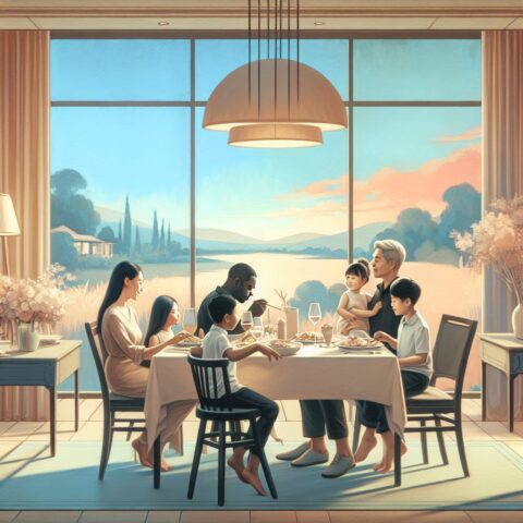 家族でレストランの日